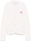 Casablanca Ribbed Stitch V-neck Cardigan With Patch Pockets In White