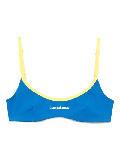 Casablanca Spaghetti Strap Bikini Top In Blue