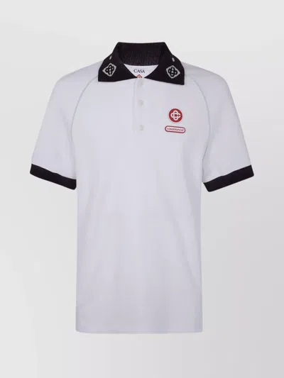 CASABLANCA CONTRAST COLLAR RAGLAN SHORT SLEEVE POLO