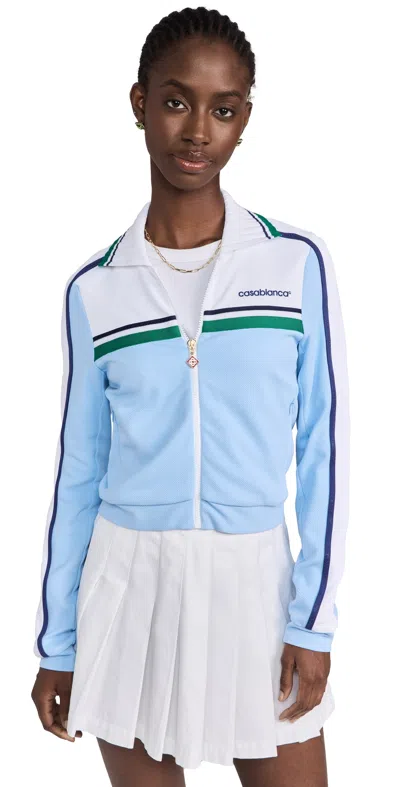 CASABLANCA CONTRAST FRONT YOKE TRACK TOP PALE BLUE