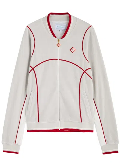 Casablanca Contrast-stitch Velour Track Jacket In Grey
