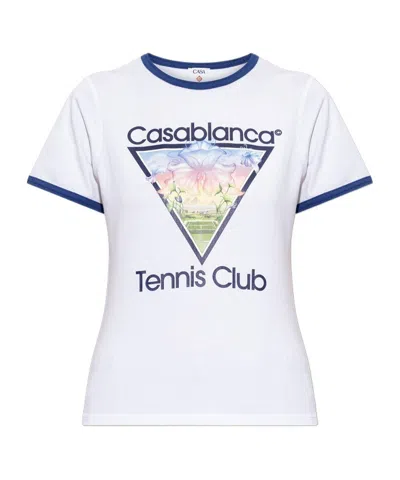 Casablanca Tennis Club Icon Graphic-print T-shirt In White