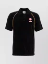 Casablanca Ribbed Collar Corduroy Polo Shirt With Short Sleeves In Black