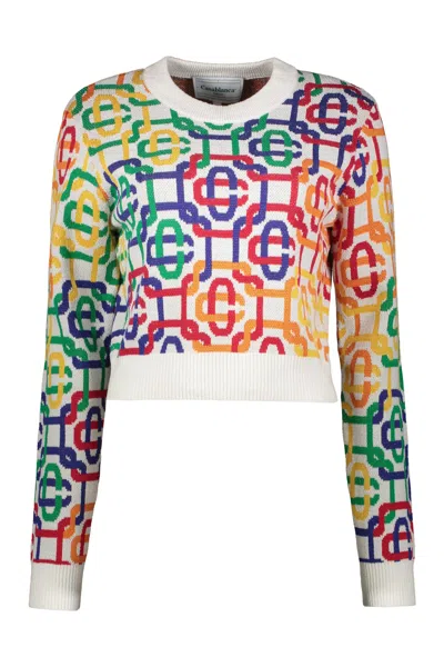 Casablanca Cotton Blend Crew-neck Sweater In Multicolor