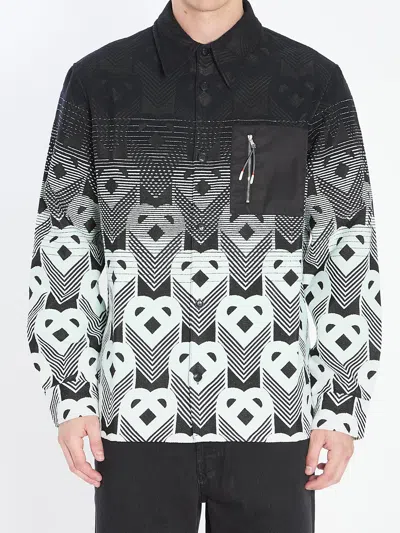 Casablanca Geometric-pattern Zip-pocket Shirt In Black