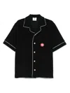 Casablanca Black Shirt With Classic Lapels And All-over Embossed Monogram In Black