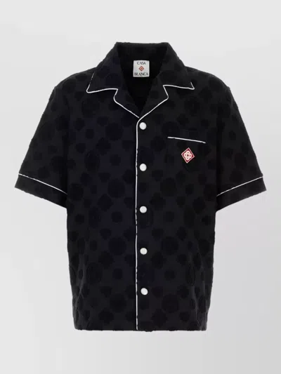 Casablanca Cotton Blend Shirt Short Sleeves Piping In Black