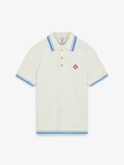 Casablanca Cotton Bouclé Polo In Neutral