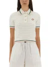 Casablanca Textured Cotton Polo Shirt With Contrast Collar