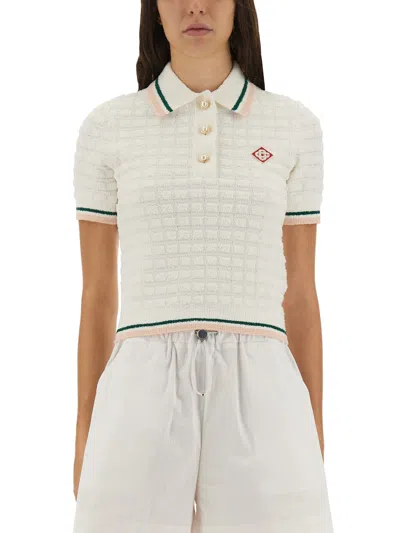 CASABLANCA COTTON BOUCLÉ POLO SHIRT
