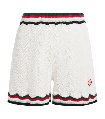 CASABLANCA COTTON CHEVRON CROCHET SHORTS