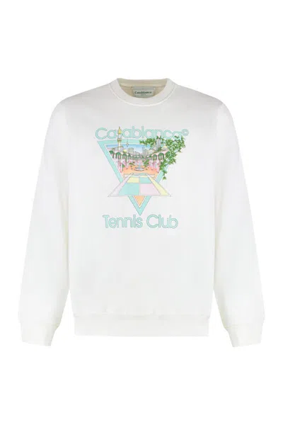 Casablanca Cotton Crew-neck Sweatshirt In White
