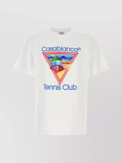 Casablanca Cotton Crew Neck T-shirt With Graphic Print In White