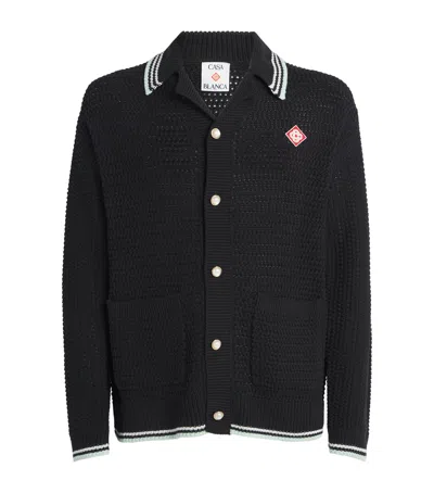 CASABLANCA COTTON CROCHET MONOGRAM SHIRT