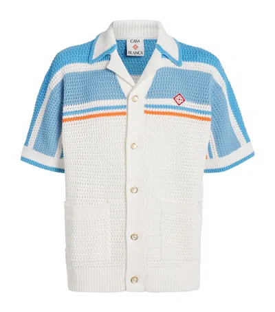 CASABLANCA COTTON CROCHET TENNIS SHORT-SLEEVE SHIRT