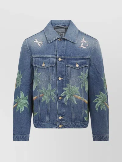 Casablanca Tennis Club Denim Jacket In Blue