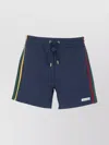 Casablanca Cotton Drawstring Waist Shorts With Side Stripes In Blue
