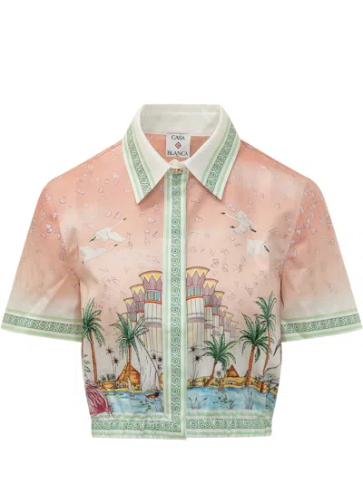 Casablanca Cotton Embroidered Button-up Shirt In Pink