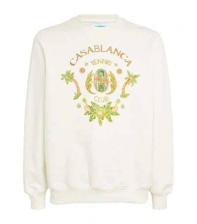 Casablanca Cotton Graphic Print Sweater In White