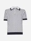 Casablanca White Polo With Classic Collar And All-over Logo Motif In Cotton Man