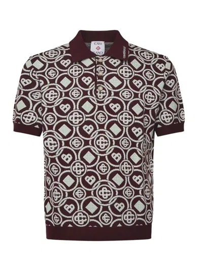 CASABLANCA COTTON KNIT POLO WITH MONOGRAM