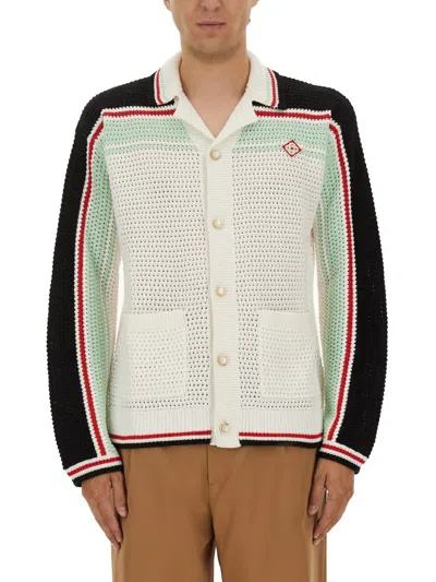 Casablanca Men Cotton Knit Tennis Shirt In Green