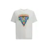 Casablanca Graphic Print Organic Cotton T-shirt With Ribbed Neckline In White