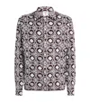 Casablanca Men Bordeaux Shirt With Classic Collar And All-over Monogram In Cotton Man In Black