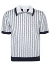 Casablanca White Polo With Classic Collar And All-over Logo Motif In Cotton Man In Blue