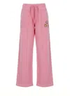 Casablanca Relaxed Wide-leg Cotton Pants With Embroidered Patches In Pink