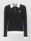 Casablanca Men Black Polo Shirt With Classic Collar And Logo Patch On The Front In Cotton Blend Man In Blue