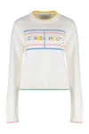Casablanca Cotton Sweater With Colorful Trim And Graphic