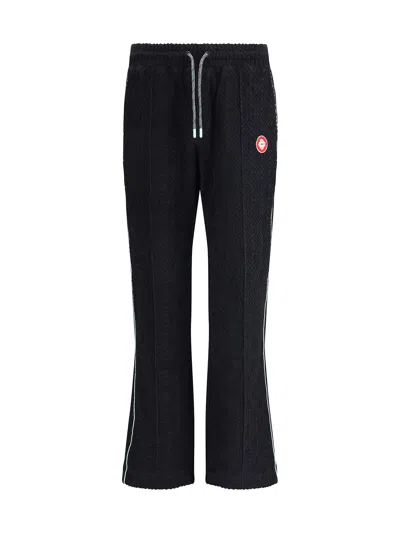 Casablanca Black Pants With All-over Embossed Monogram And Drawstring Waist