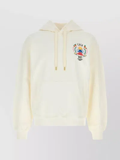 Casablanca Cotton Sweatshirt With Front Pocket And Hood In Gray