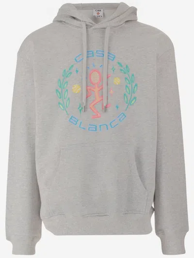 Casablanca Cotton Sweatshirt With Logo In Gray