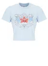 Casablanca Blades Orchid-print Cotton T-shirt In Blue