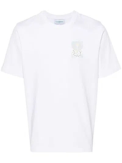 Casablanca Cotton T-shirt With Front Tennis Print And Back Print In White