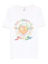 Casablanca Orange Mascot Ringer Longline Tee In White