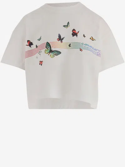 Casablanca Cotton T-shirt With Logo In White