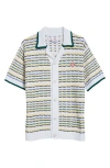Casablanca Cotton Tuck Stitch Button-up Sweater In Multi