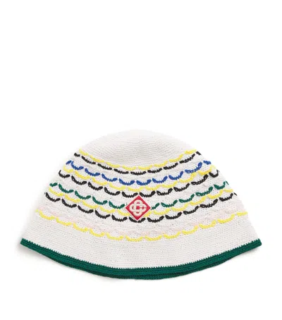 Casablanca Tuck Stitch Hat In White