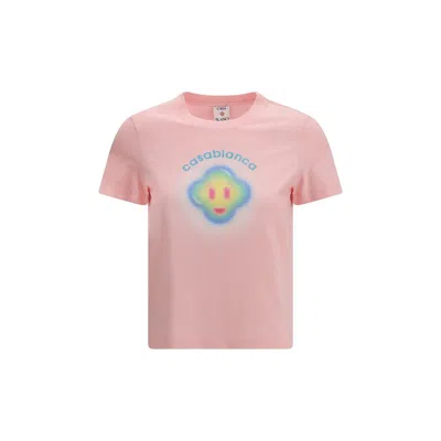 Casablanca Women Airbrush Smiley Fitted Short-sleeve T-shirt In Pink