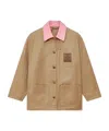 Casablanca Beige Cotton Jacket With Pink Collar In True Color