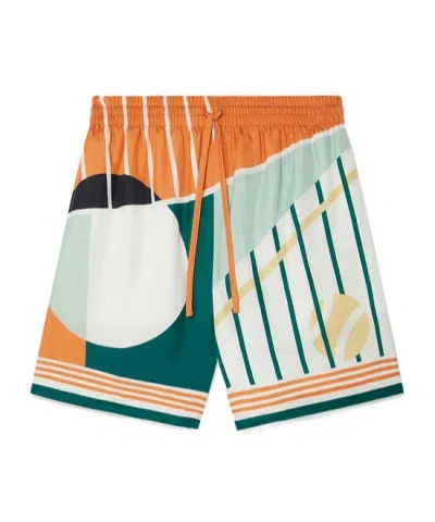 CASABLANCA CASABLANCA DRAWSTRING ABSTRACT PRINTED COURT SHORTS