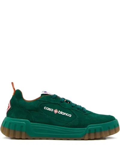 Casablanca Court Suede Platform Sneakers In Green