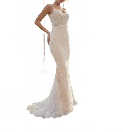 Casablanca Cove Wedding Gown In Silver Blush In White