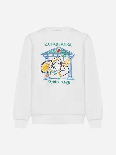 CASABLANCA CRAYON TEMPLE TENNIS CLUB COTTON SWEATSHIRT