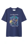 CASABLANCA CASABLANCA CRAYON TEMPLE TENNIS CLUB ORGANIC COTTON GRAPHIC T-SHIRT