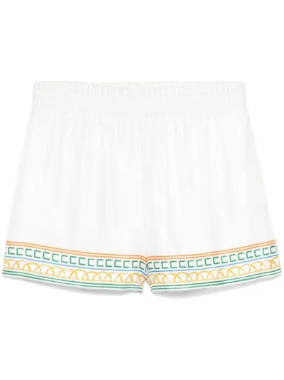 Casablanca Crayon Temple Tennis Shorts In Weiss