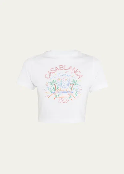 Casablanca Crayon Tennis Club Printed Crop Baby T-shirt In White